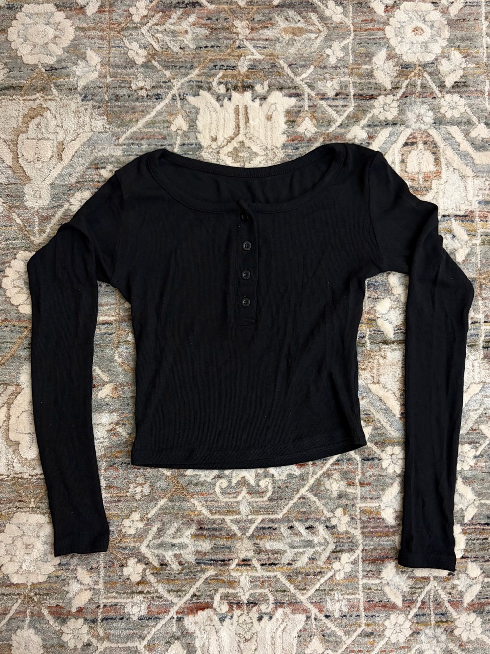 Black Fitted Long Sleeve Button Shirt